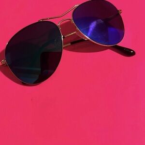 Classic Aviator Sunglasses Gold Frame Blue Mirror Lens Unbranded Retro Style